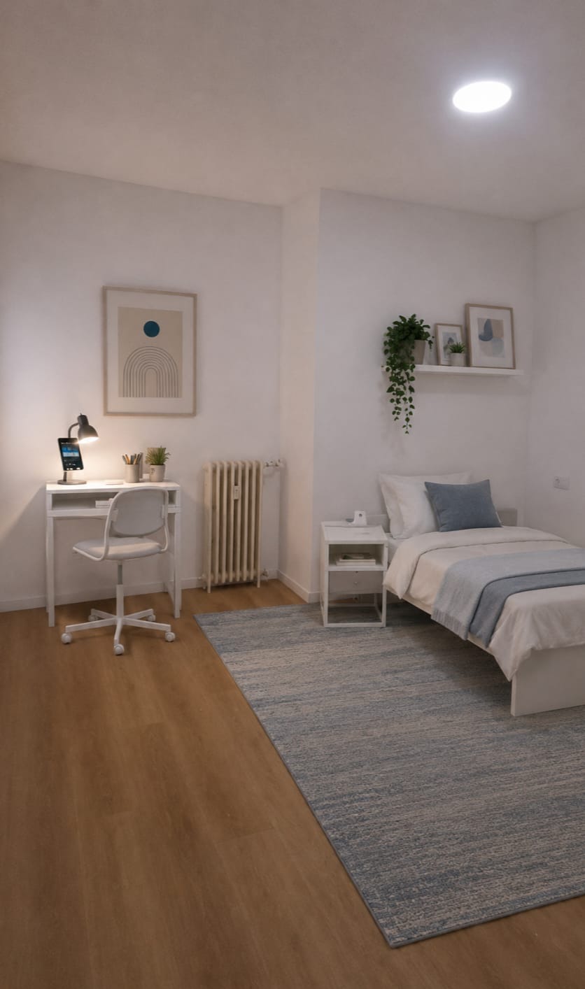Habitación individual con zona de estudio